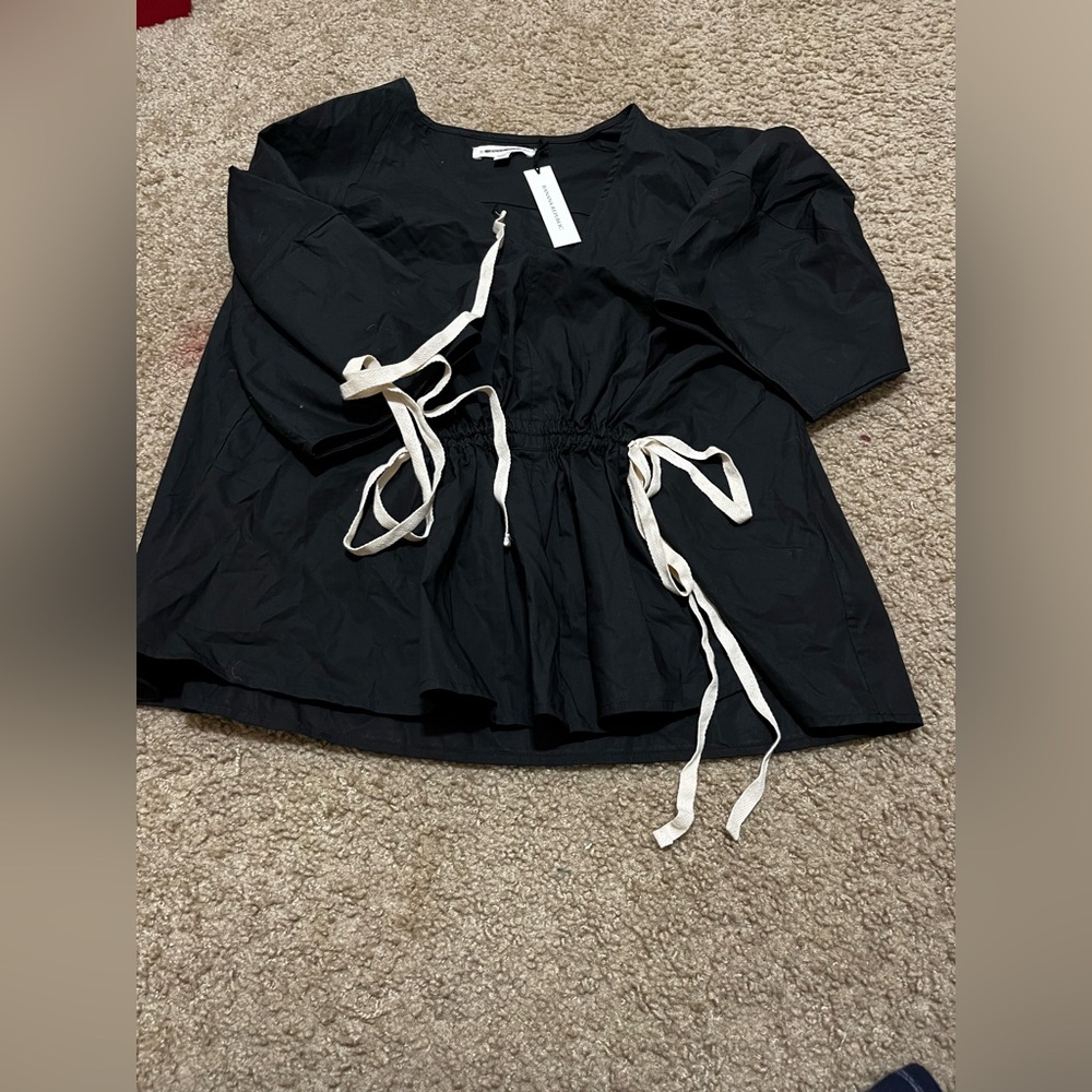 BANANA REPUBLIC COTTON POPLIN CINCH-WAIST TOP - Picture 2 of 6
